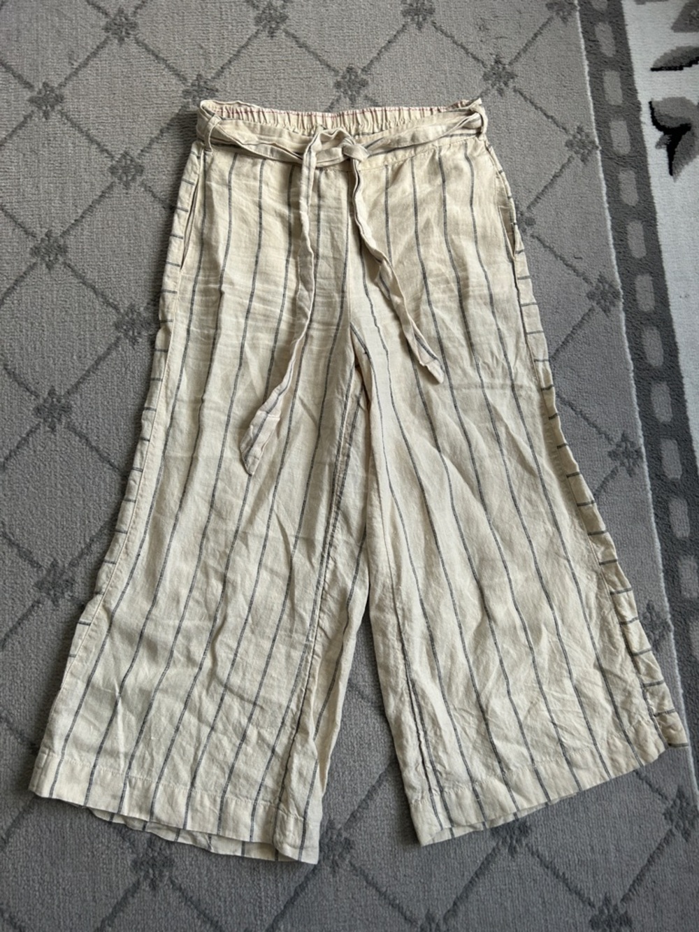 Anthropologie Portia Striped Wide Leg Linen Pants